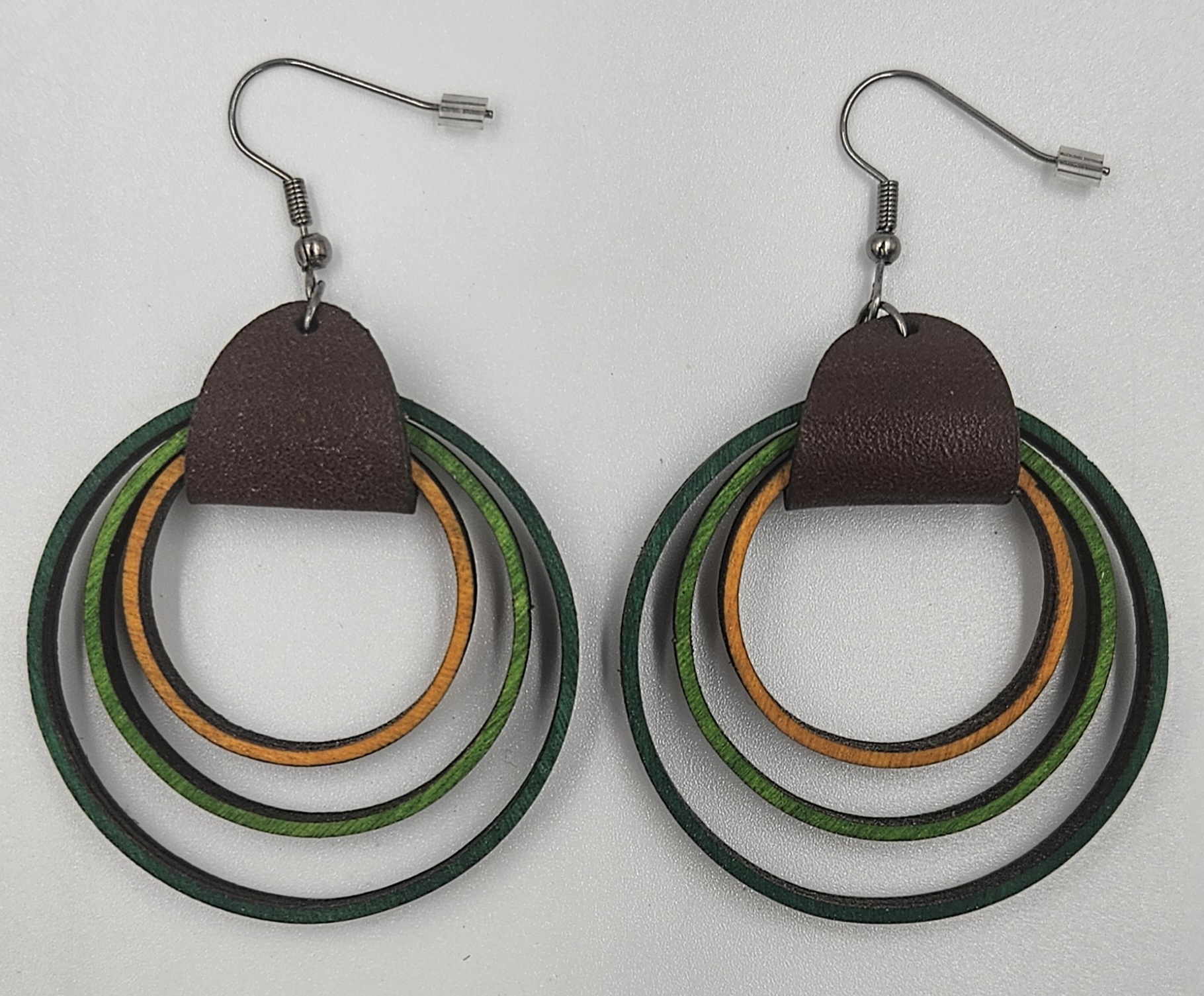 Boucles d'oreilles en bois et cuir