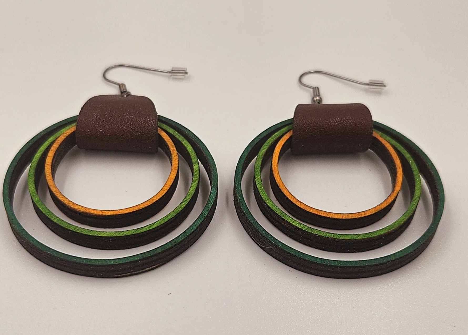 Boucles d'oreilles en bois et cuir