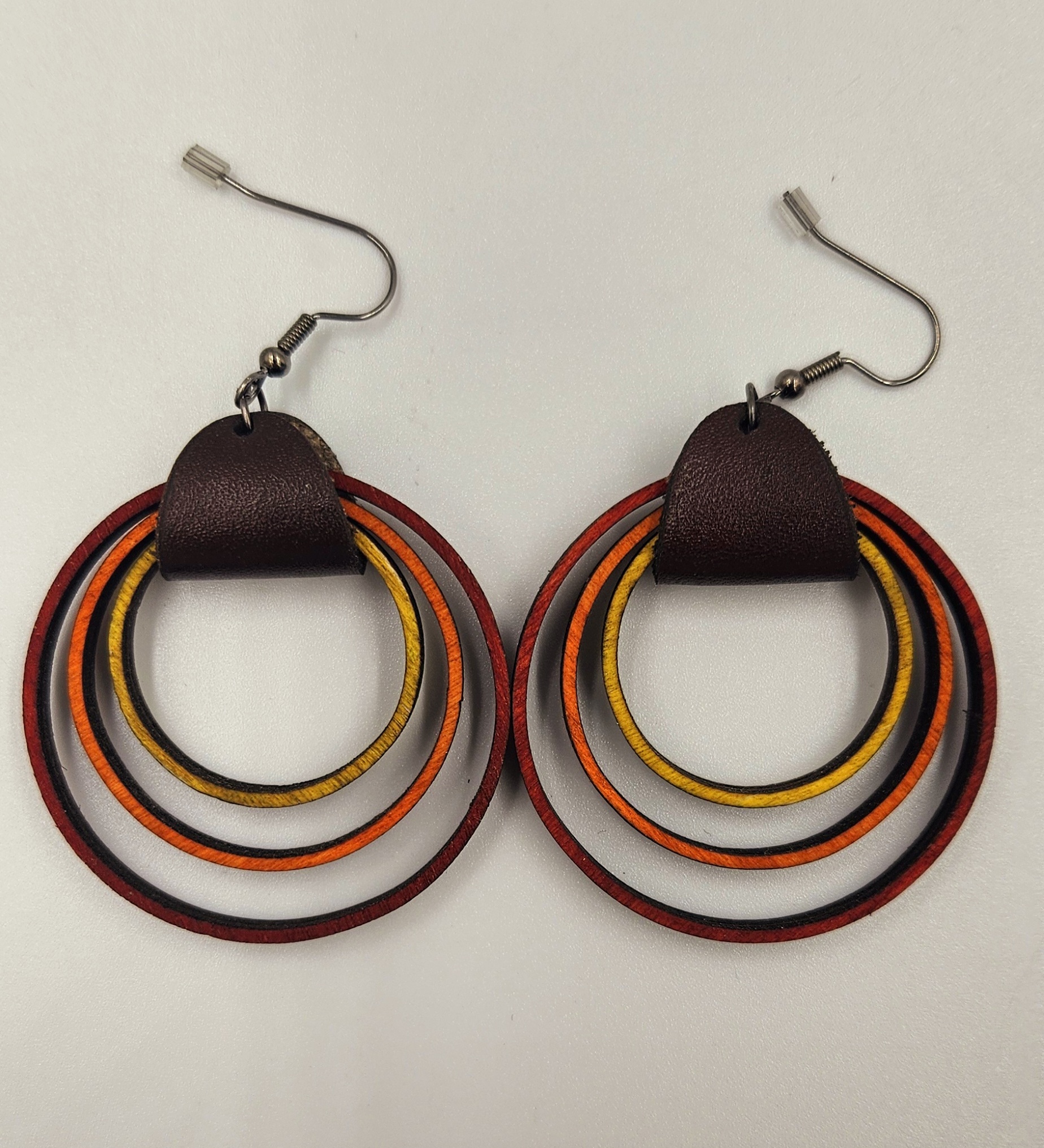 Boucles d'oreilles en bois et cuir