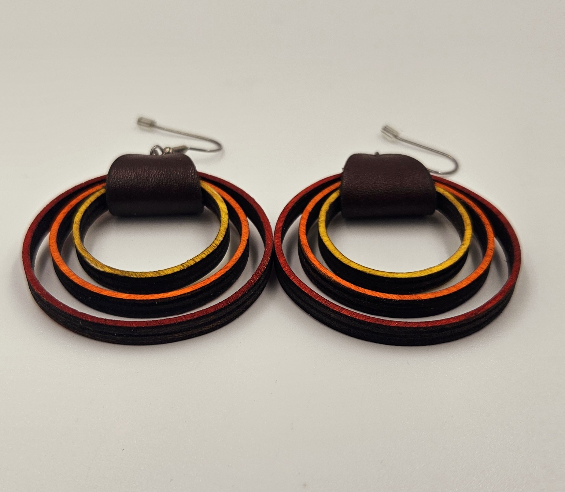 Boucles d'oreilles en bois et cuir