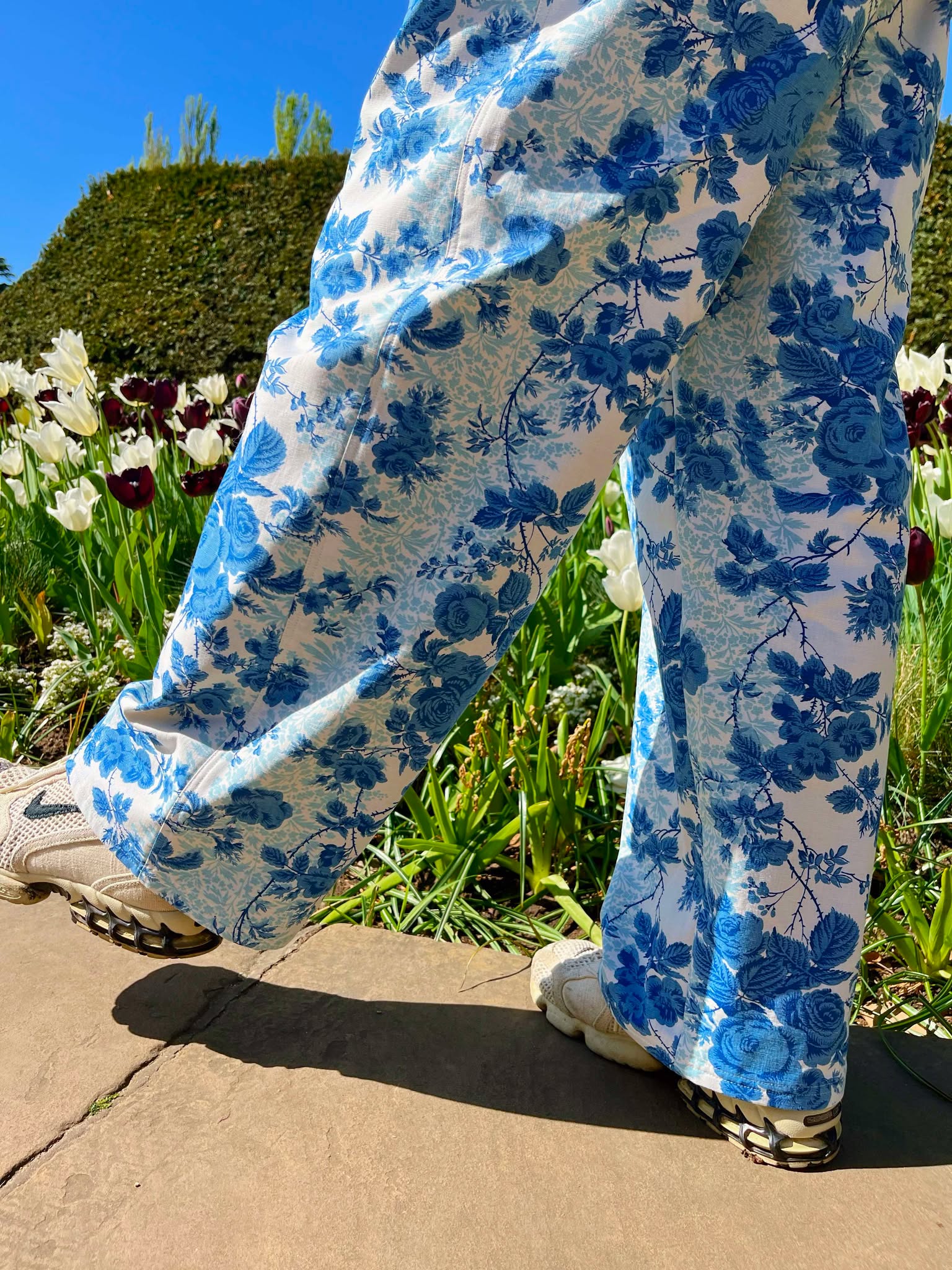 Pantalon upcyclé - Fleur Bleue