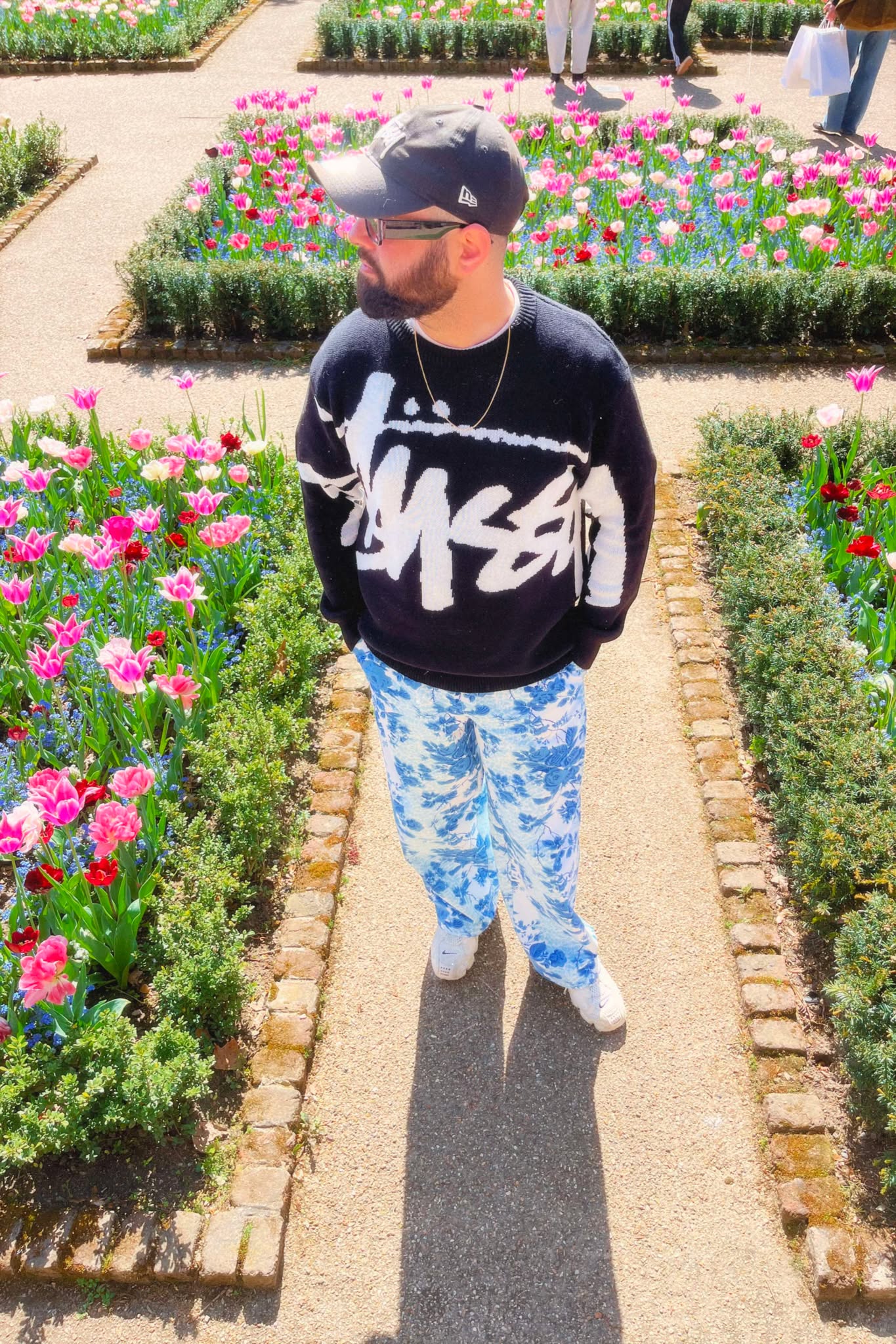 Pantalon upcyclé - Fleur Bleue