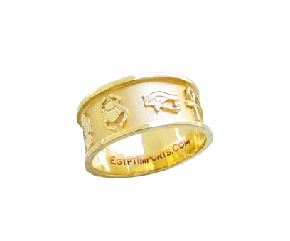 Egyptian Gold-Plated Cartouche Rings /# R-18K