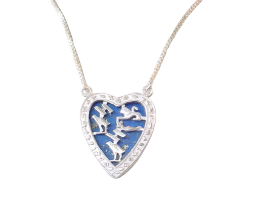 Egyptian Lapis Heart Necklace Jewelry