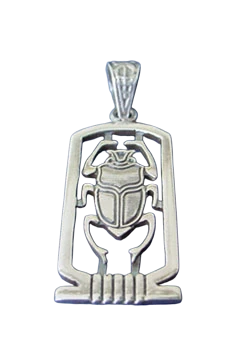 Egyptian Scarab Cartouche Pendant Silver