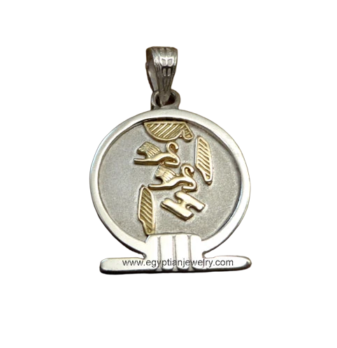 Egyptian Nefertiti Pendant/Pendants Cartouche Silver & 18K Gold