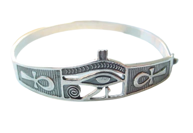 Egyptian Silver Horus Eye Bracelet 9.25 Silver