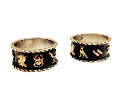 Egyptian Cartouche Band Rings Jewelry Silver and Gold 18K # 8861193