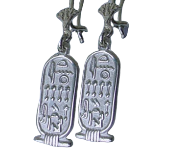 Nefertiti 9.25 (Cartouche) Earrings Egyptian Silver or Gold