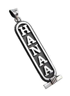 King Tut or Your Name Cartouche Jewelry "Pendant" Rope Edge Double Sides (Silver)