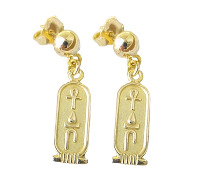 Egyptian Solid Style Personalized Egyptian Handmade Name Earrings Cartouche gold-plated