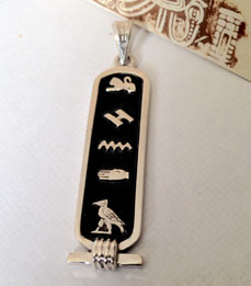 Egyptian Gold 9K Hieroglyphics Symbols Cartouche With Osiris