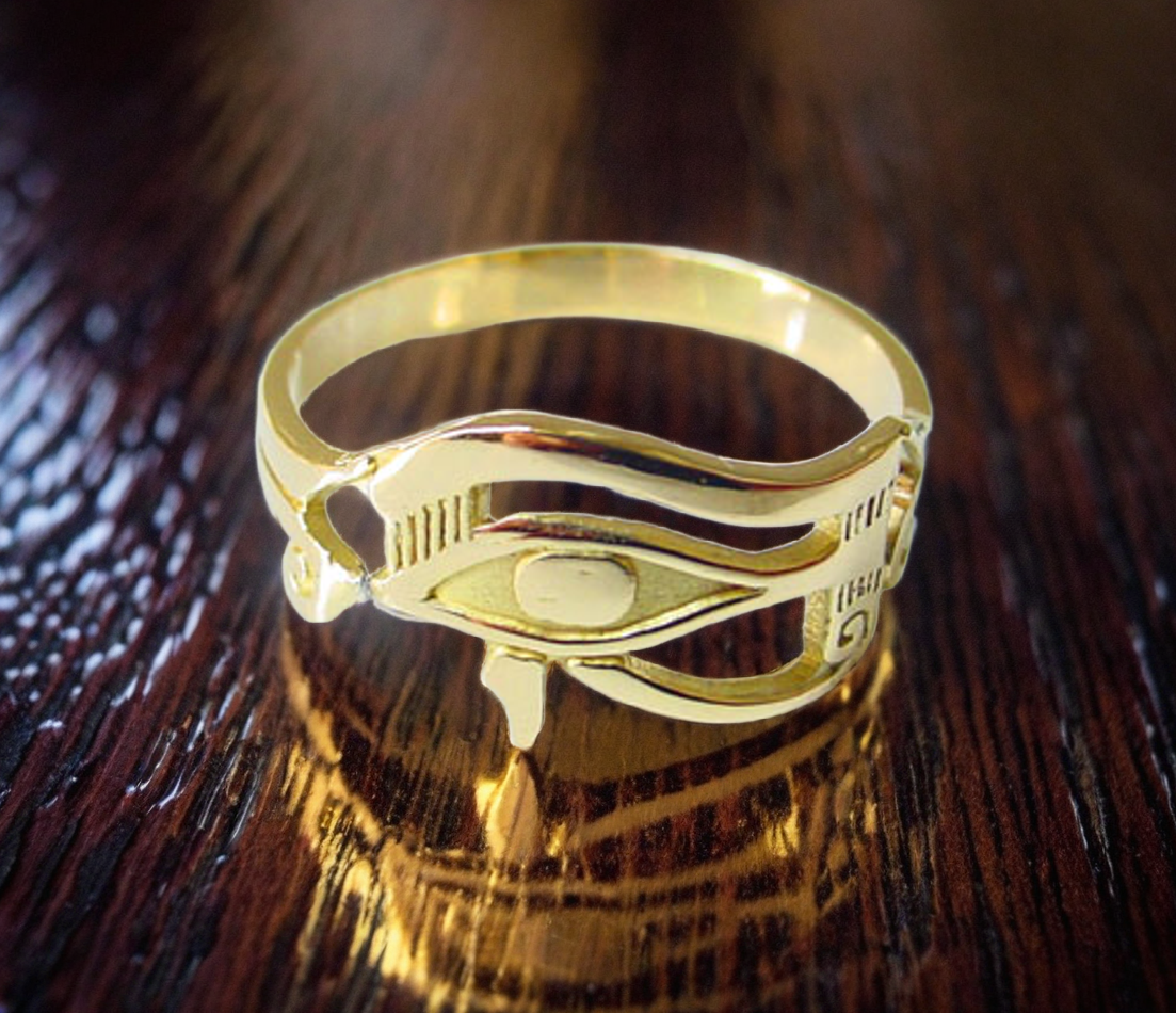 Egyptian Gold-Plated Eye of Horus Ring