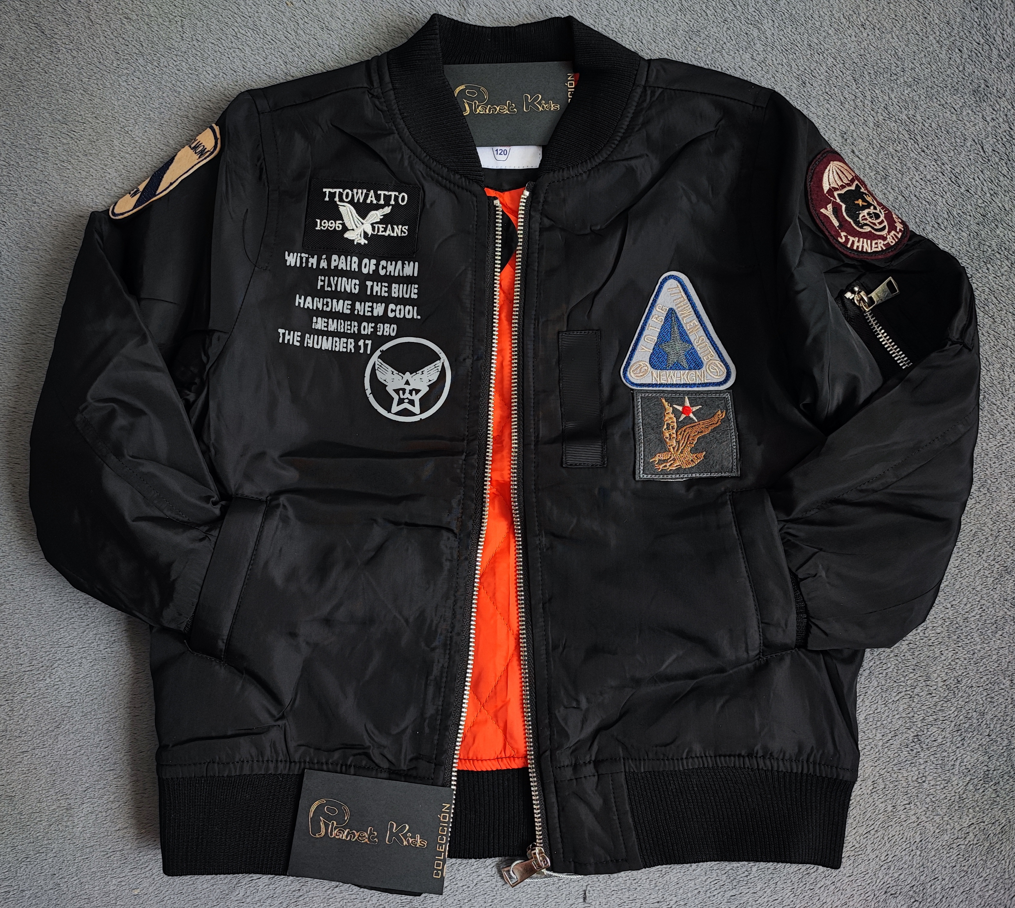 Chaqueta Piloto negra con parches