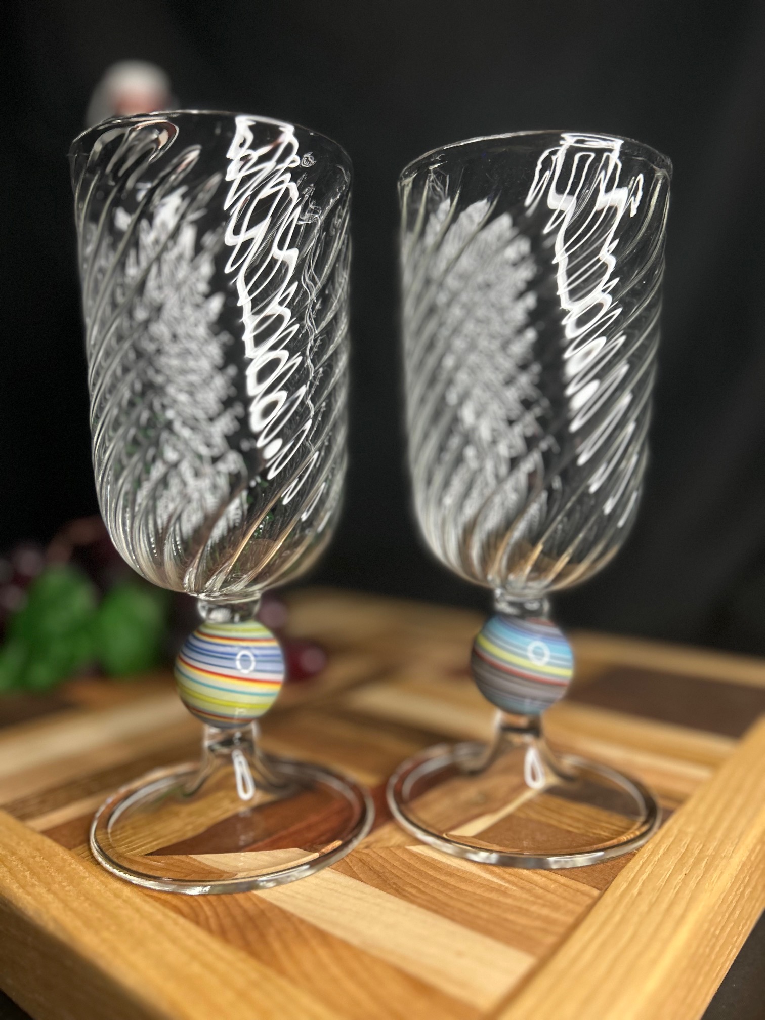 Handcrafted Twisted Glass Goblets