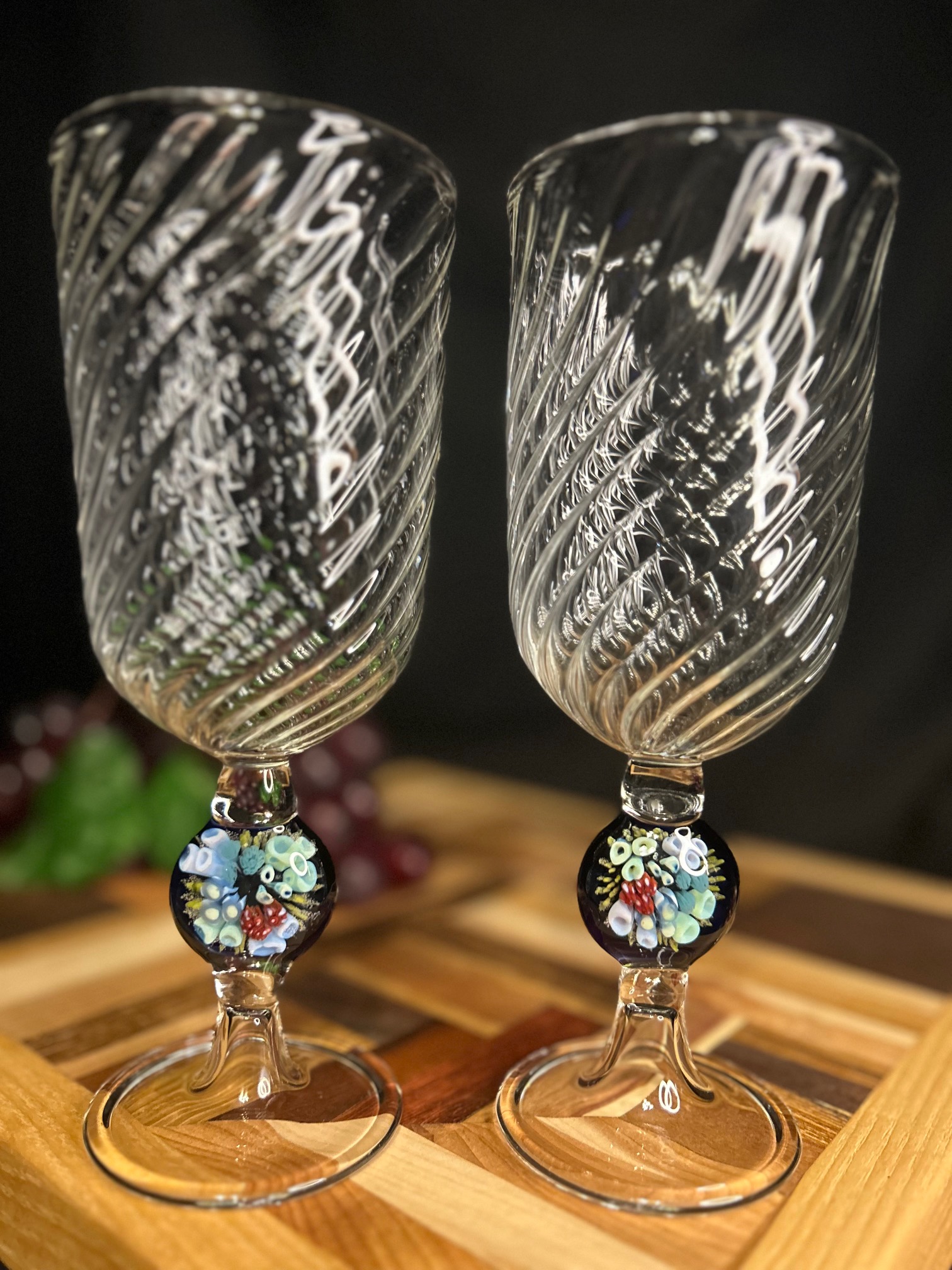 Handcrafted Scalloped Glass Goblets