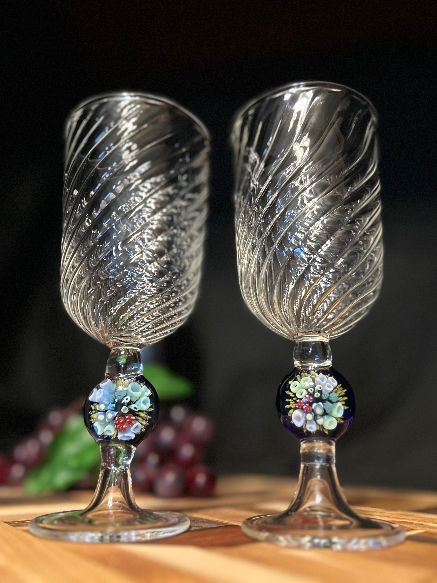 Handcrafted Scalloped Glass Goblets