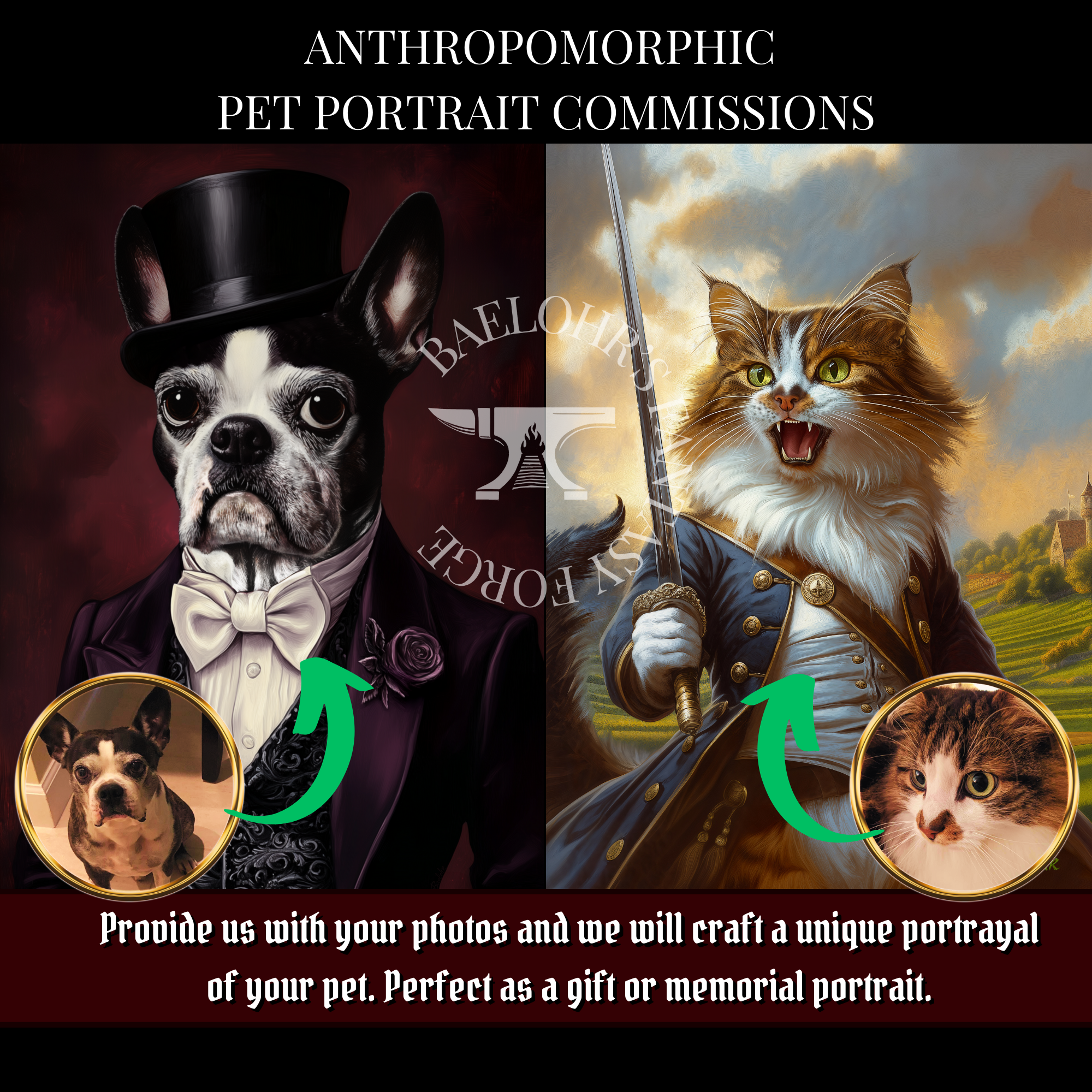 Custom Anthropomorphic Pet Portrait Commission