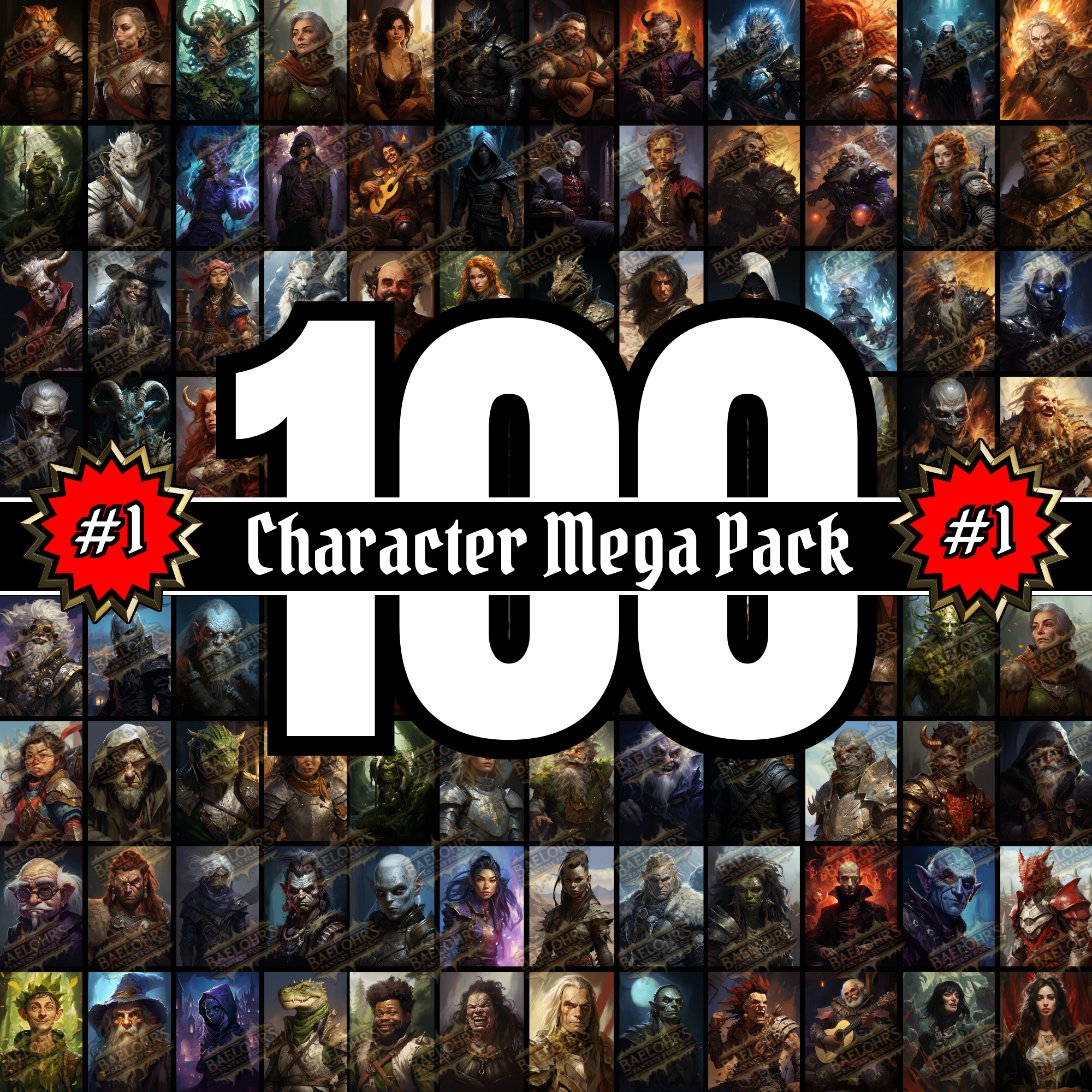100 D&D Character Portraits Mega Pack Vol1