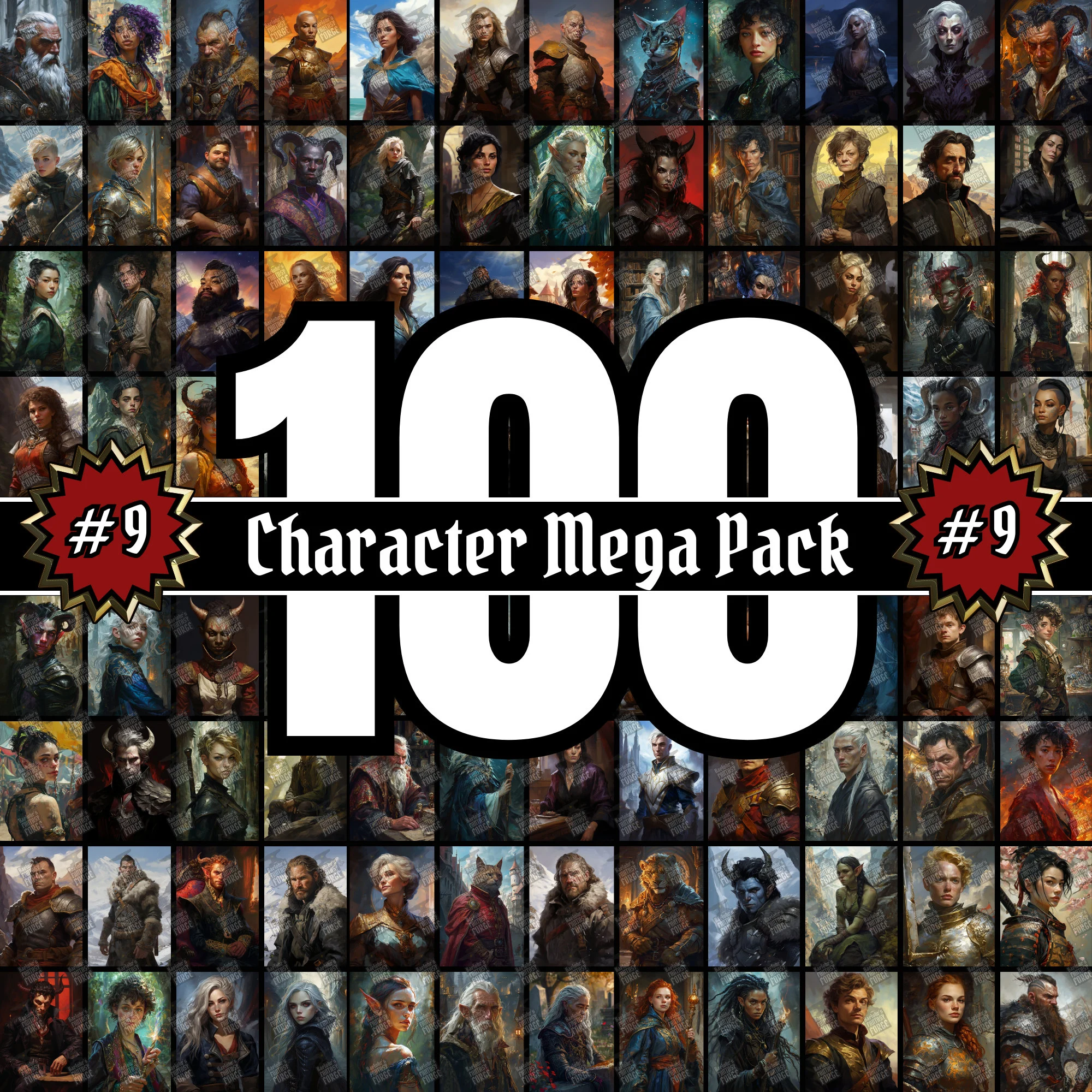 100 D&D Character Portraits Mega Pack Vol9