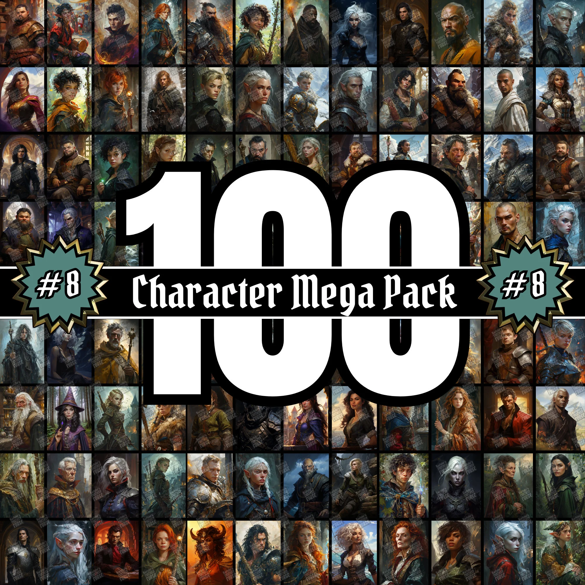 100 D&D Character Portraits Mega Pack Vol8