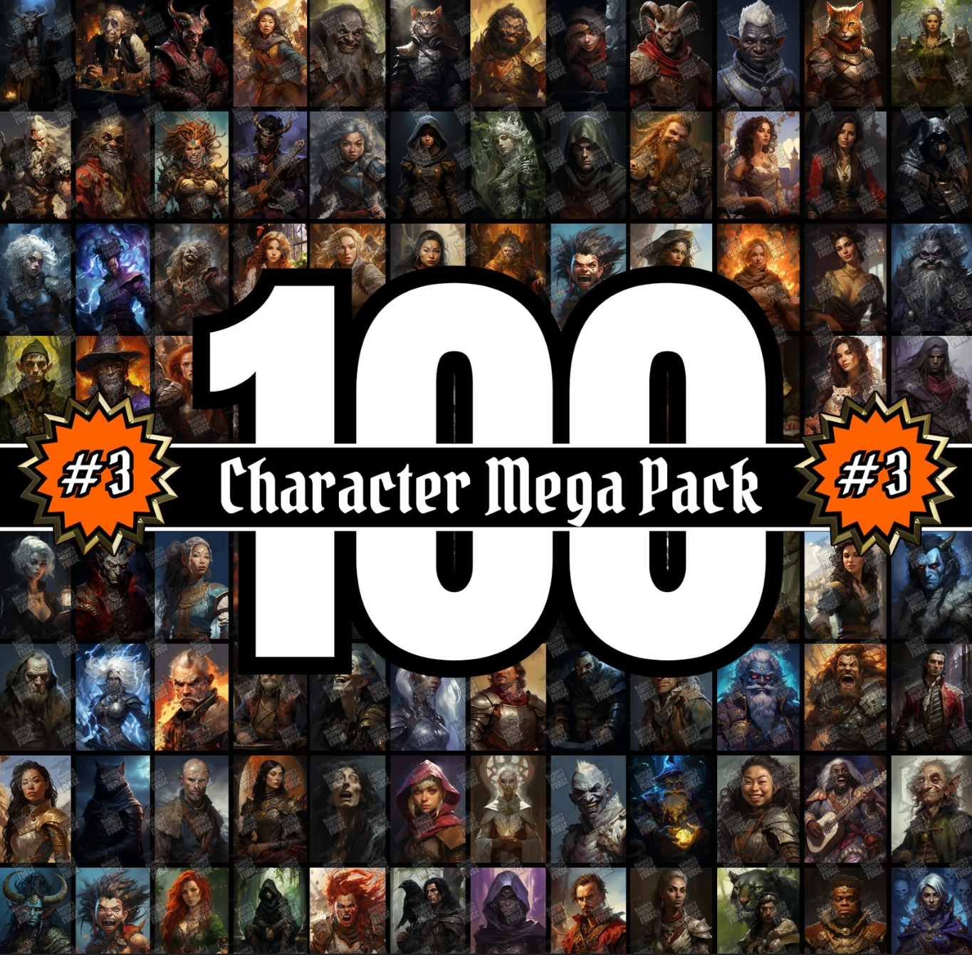 100 D&D Character Portraits Mega Pack Vol3