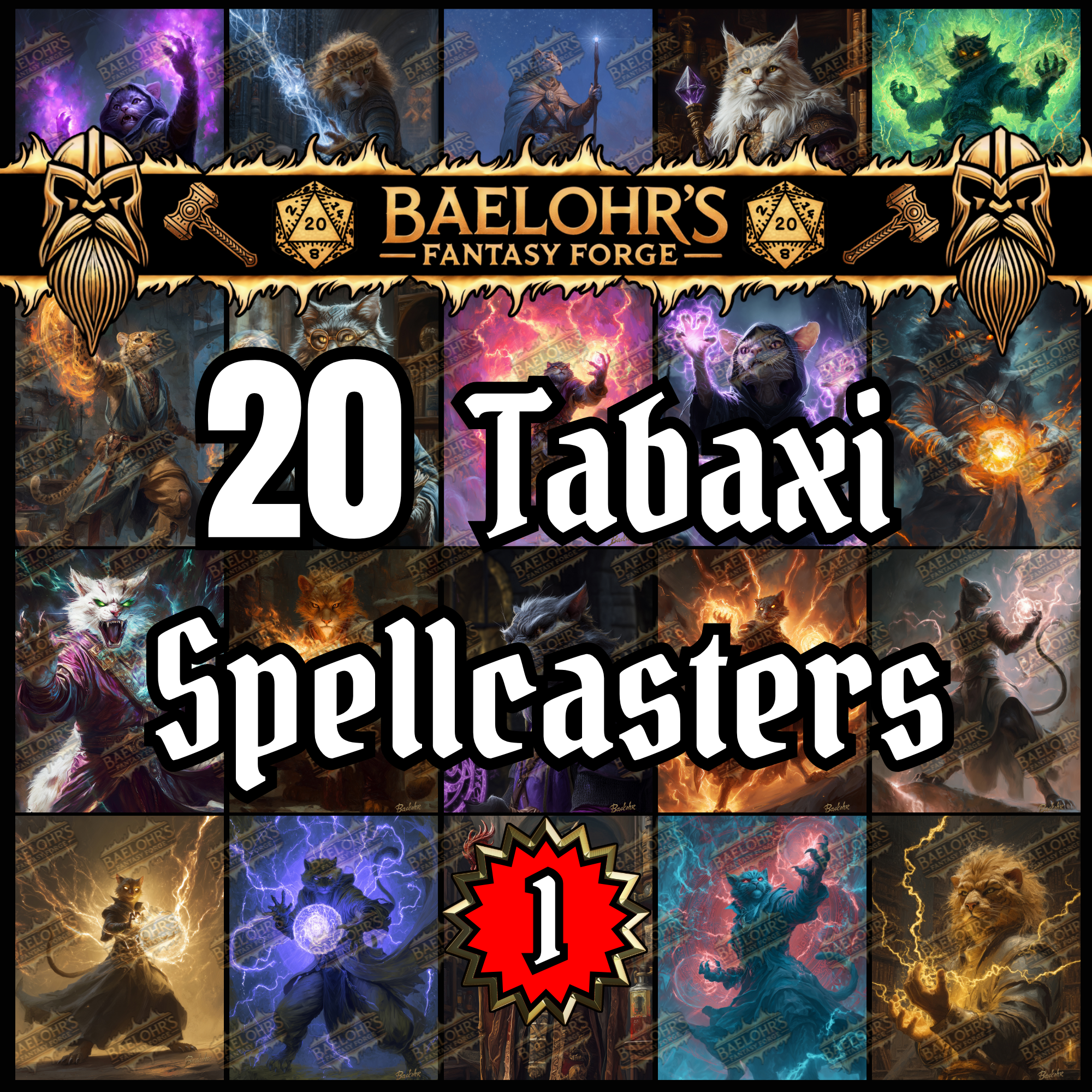 20 D&D Tabaxi Spellcaster Character Portrait Pack Vol1