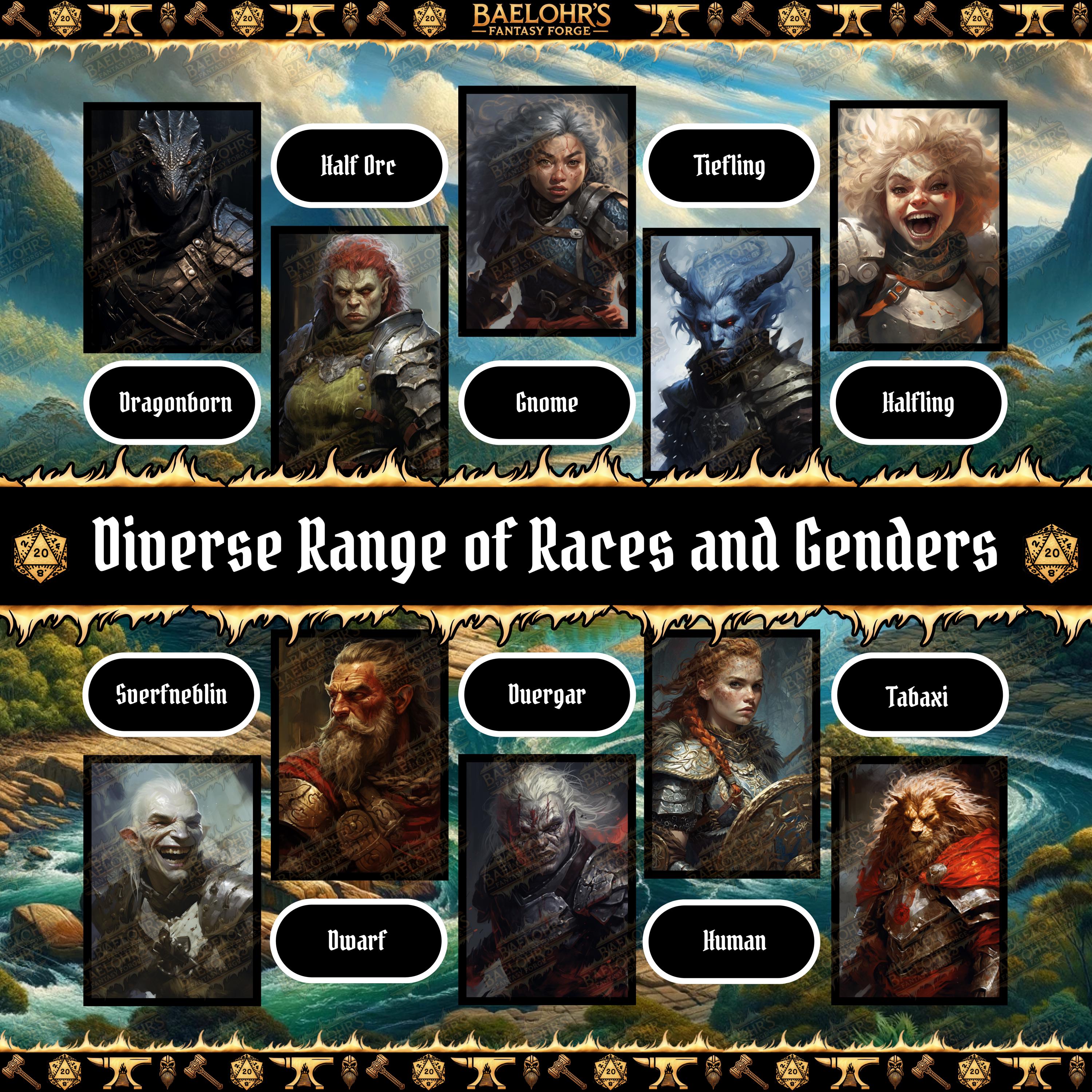 100 Unique D&D Fighter Portrait Pack Vol1