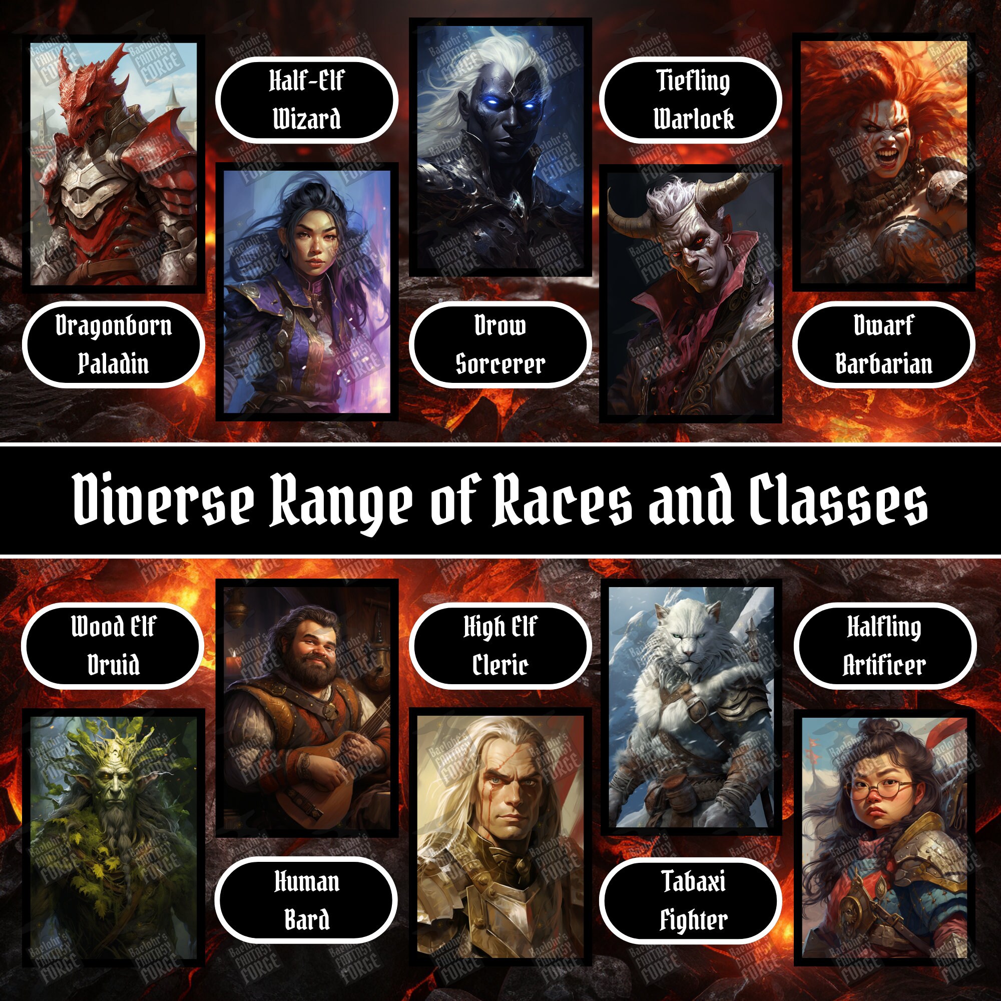 100 D&D Character Portraits Mega Pack Vol1