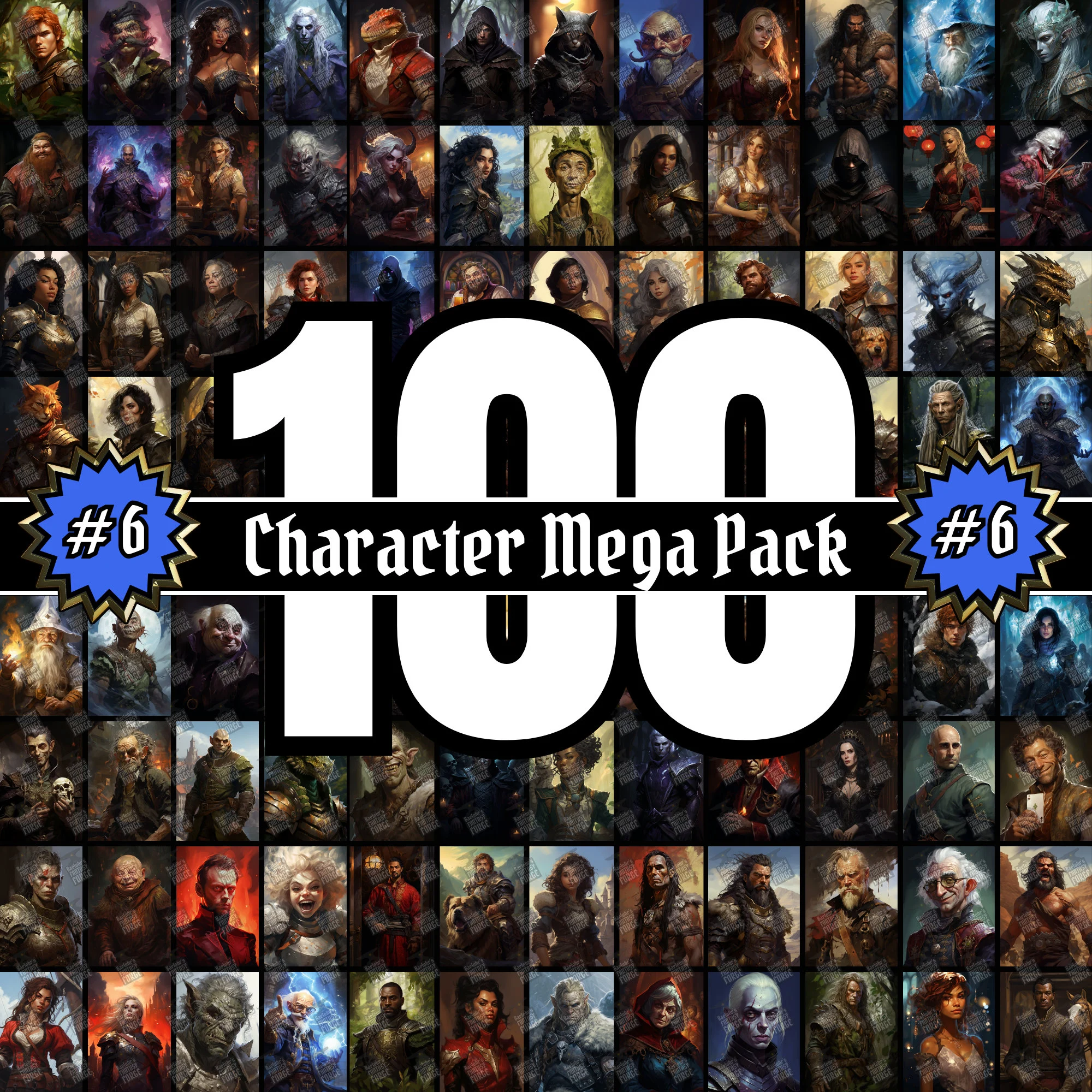 100 D&D Character Portraits Mega Pack Vol6