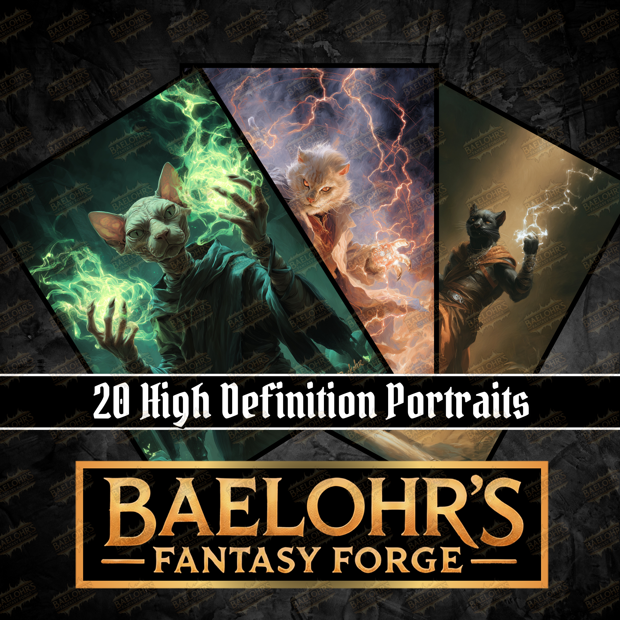 20 D&D Tabaxi Spellcaster Character Portrait Pack Vol2