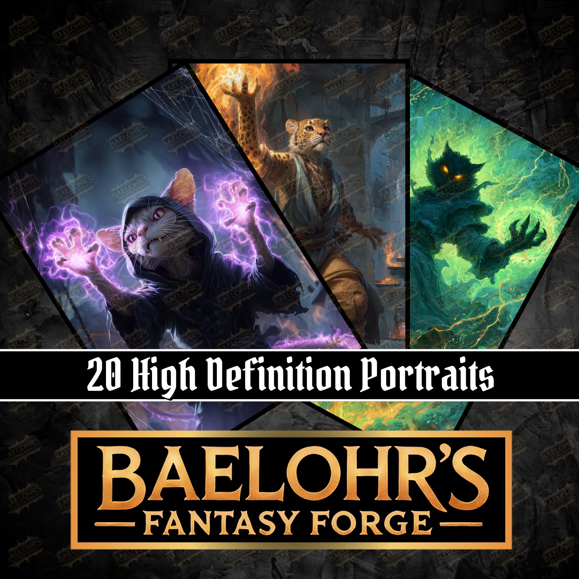 20 D&D Tabaxi Spellcaster Character Portrait Pack Vol1