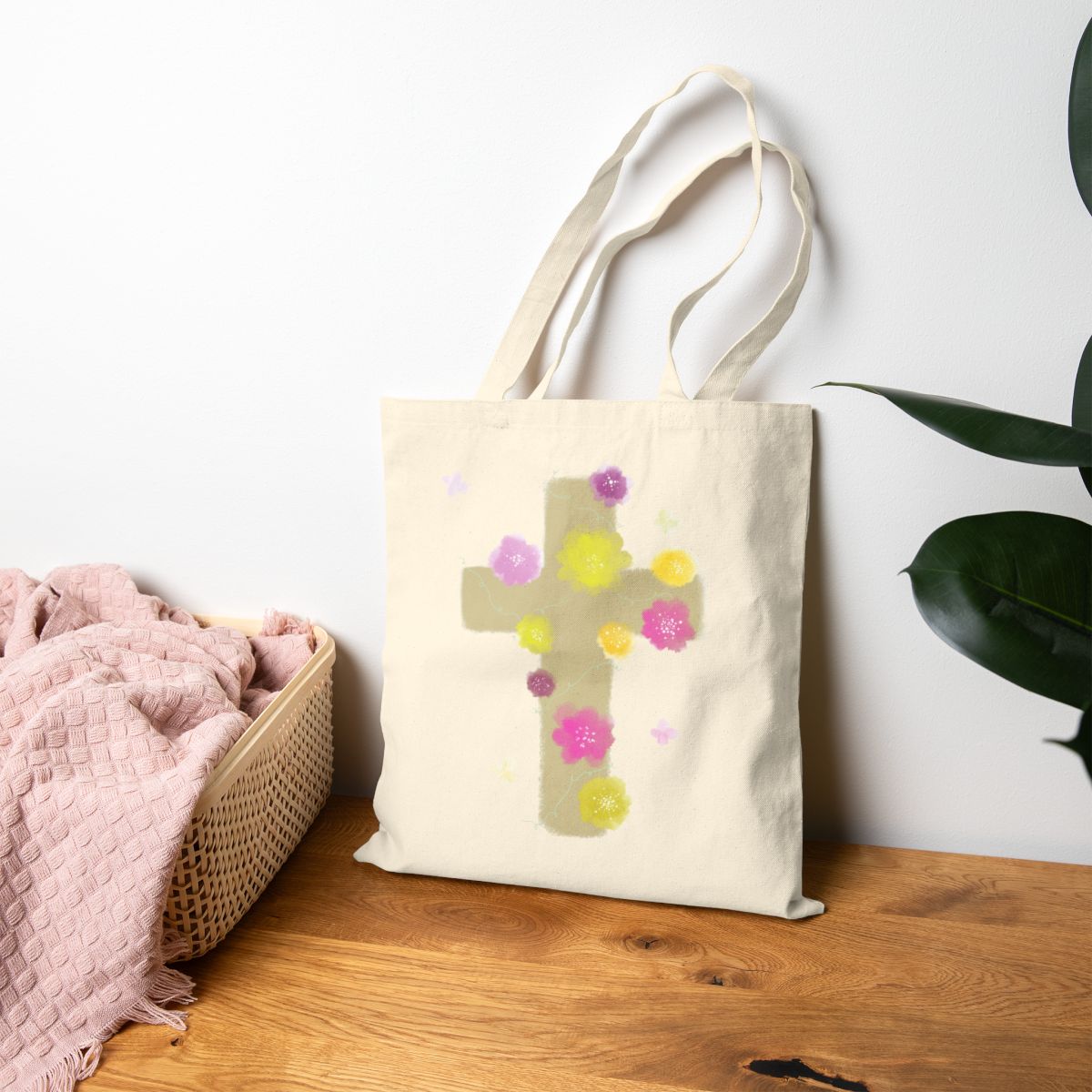 He Has Risen Floral Tote Bag