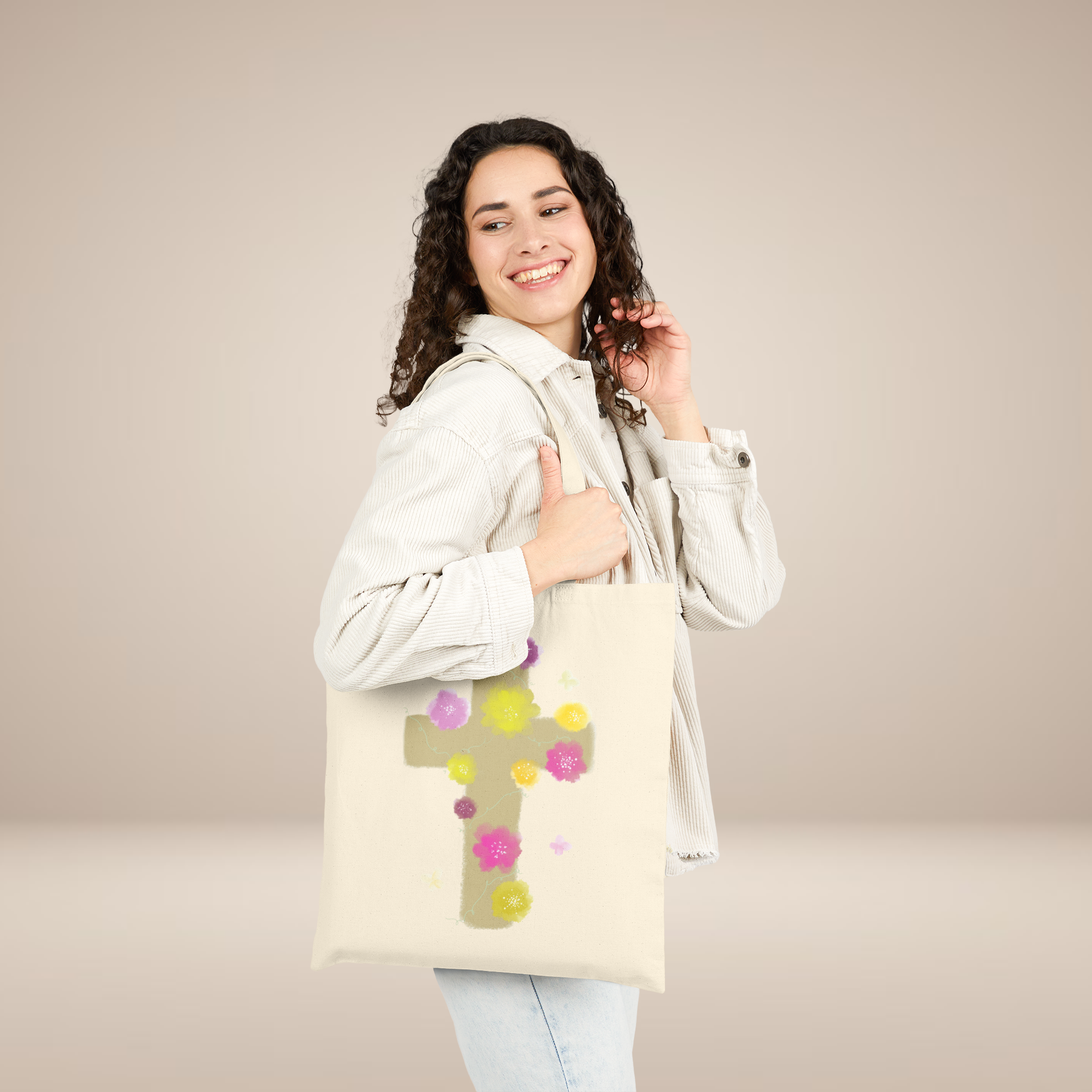 He Has Risen Floral Tote Bag