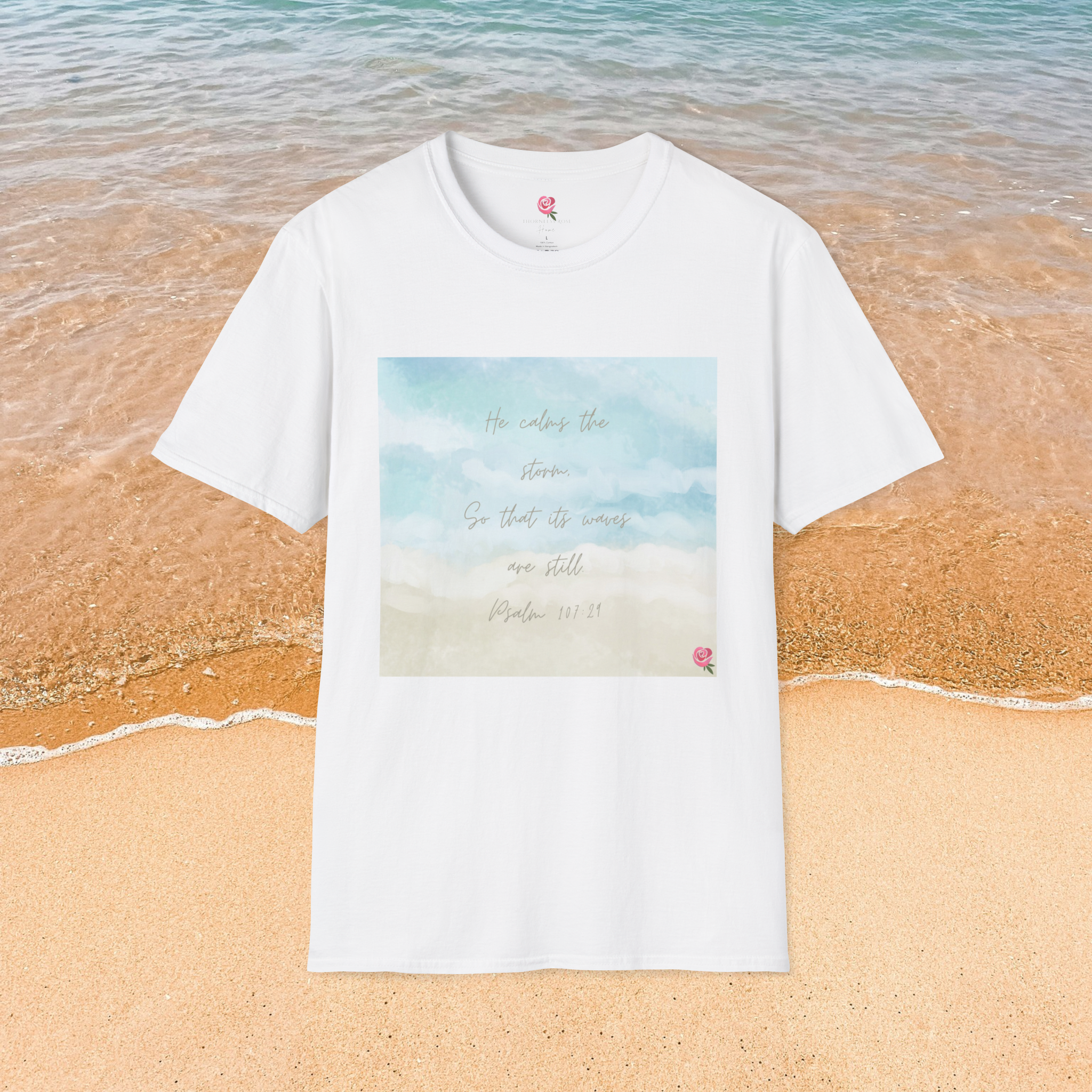 Calming Sand & Sea Psalm 107:29 Shirt 