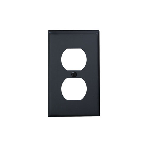 Placa de pared para tomacorriente/receptáculo dúplex de 1 unidad, tamaño estándar, nailon termoplástico, color negro