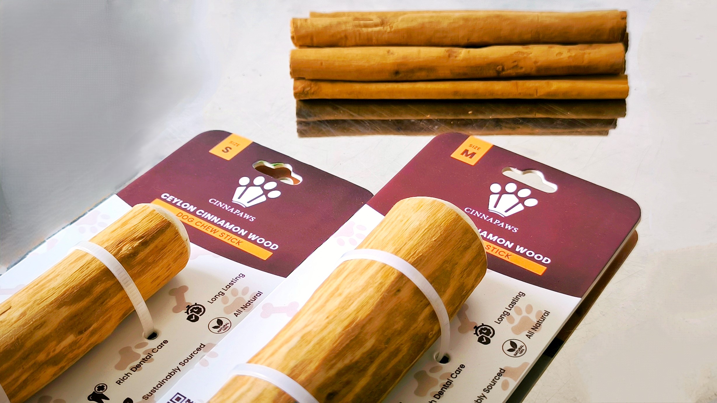 Cinnamon Wood Dog Chew Stick Toy - Small/Medium (Double Pack)