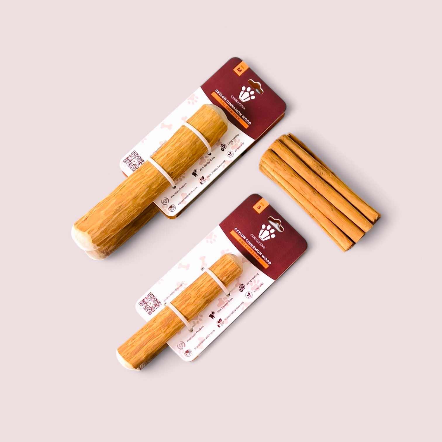 Cinnamon Wood Dog Chew Stick Toy - Small/Medium (Double Pack)