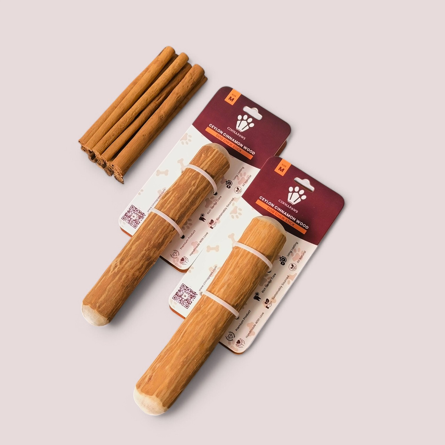 Cinnamon Wood Dog Chew Stick Toy - Medium (Double Pack)