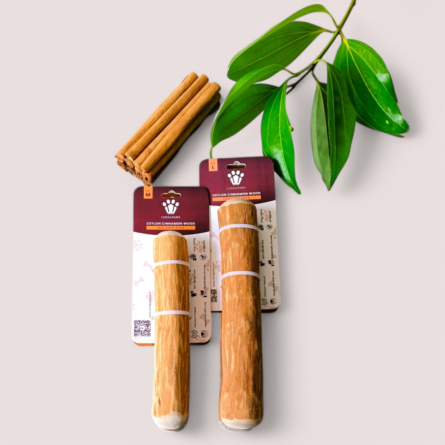 Cinnamon Wood Dog Chew Stick Toy - Medium / Large (Double Pack)