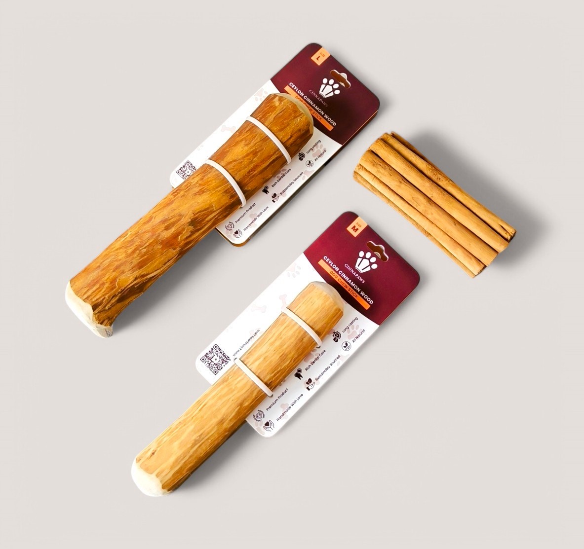 Cinnamon Wood Dog Chew Stick Toy - Medium / Large (Double Pack)