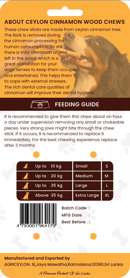 Cinnamon Wood Dog Chew Stick Toy - Large (Single Pack)