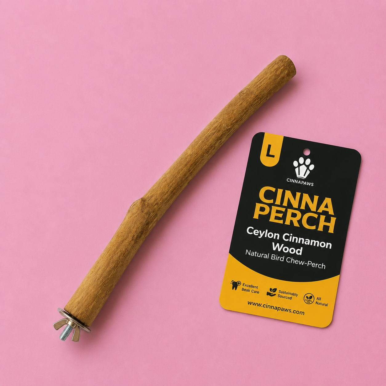 CINNAPERCH  Ceylon Cinnamon Wood Natural Bird Chew - Perch ( Large )