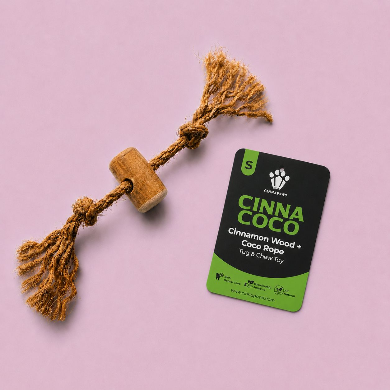CINNACOCO Cinnamon Wood + Coco Rope Tug & Chew Toy