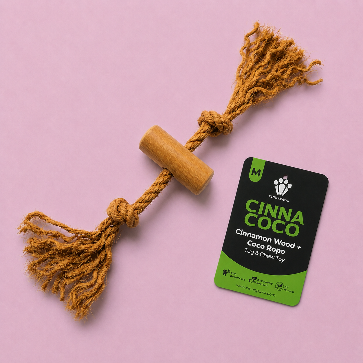 CINNACOCO Cinnamon Wood + Coco Rope Tug & Chew Toy