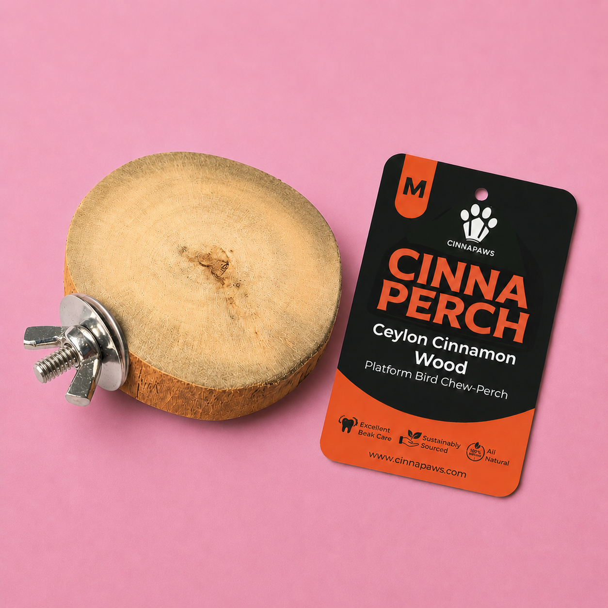 CINNAPERCH Ceylon Cinnamon Wood Platform Bird Chew - Perch  ( Medium ) 