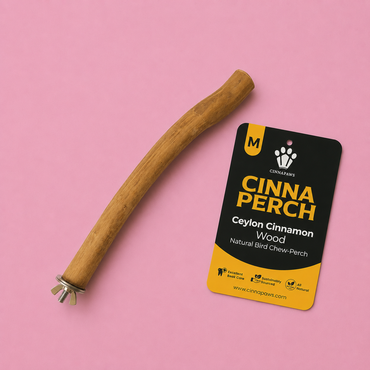 CINNAPERCH  Ceylon Cinnamon Wood Natural Bird Chew - Perch ( Medium )