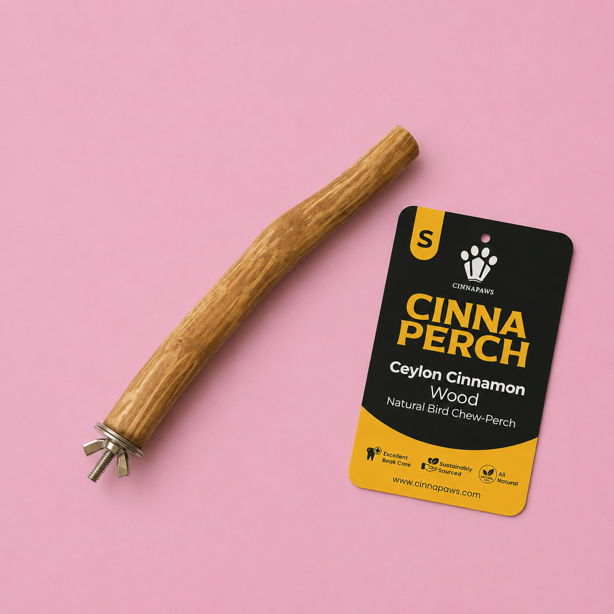 CINNAPERCH  Ceylon Cinnamon Wood Natural Bird Chew - Perch ( Small )