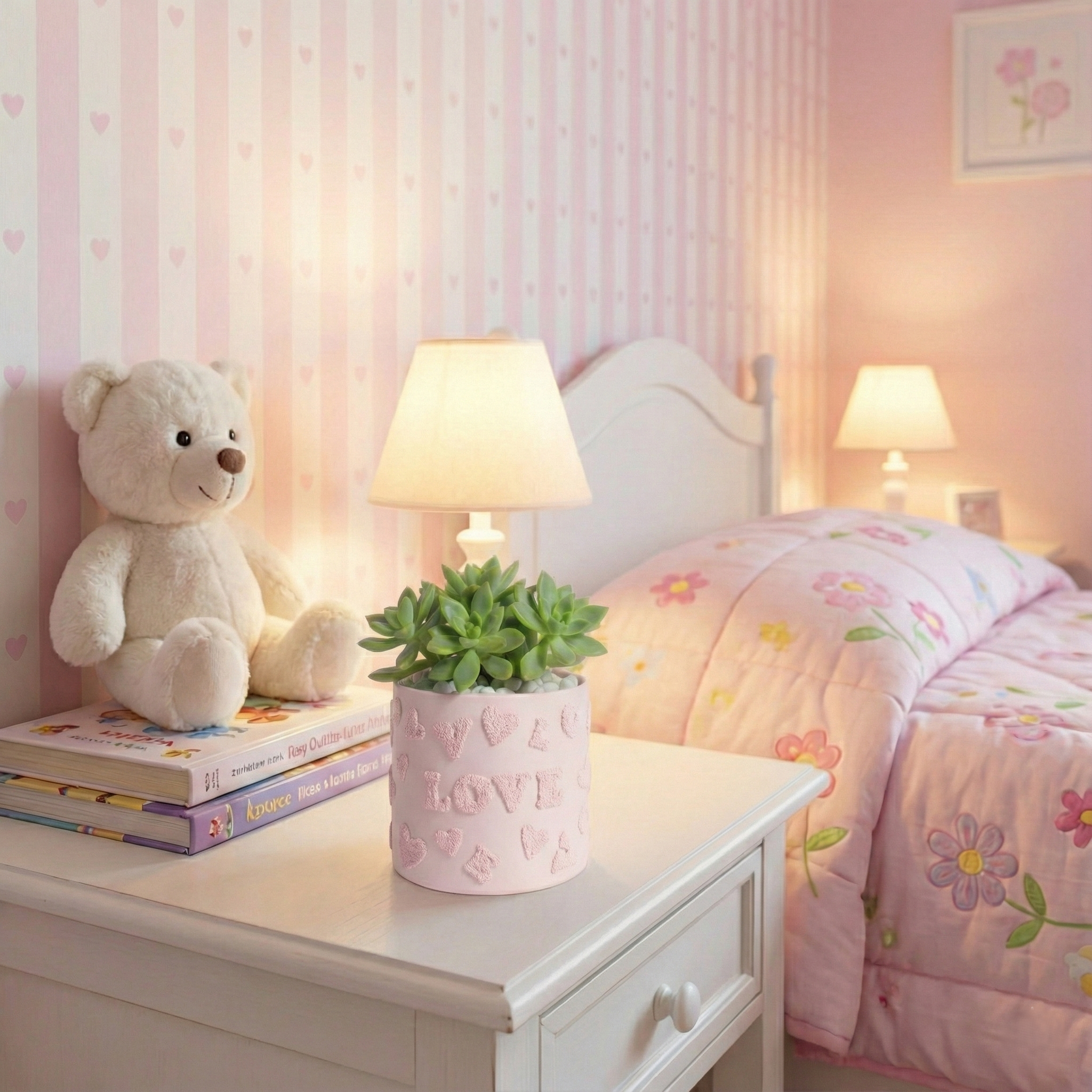 Kalp Dokulu Dekoratif Saksı