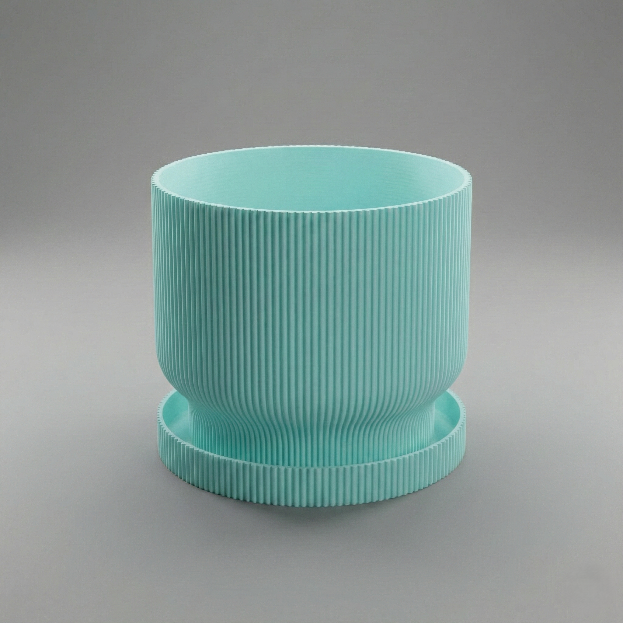 Modern Dikey Çizgili Tasarım Saksı ve Tabak Seti